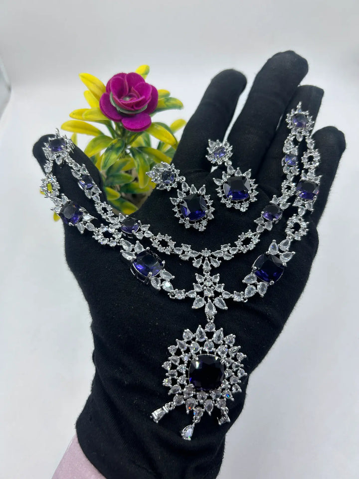 TWO LAYER AMERICAN DIAMOND NECKLACE SET