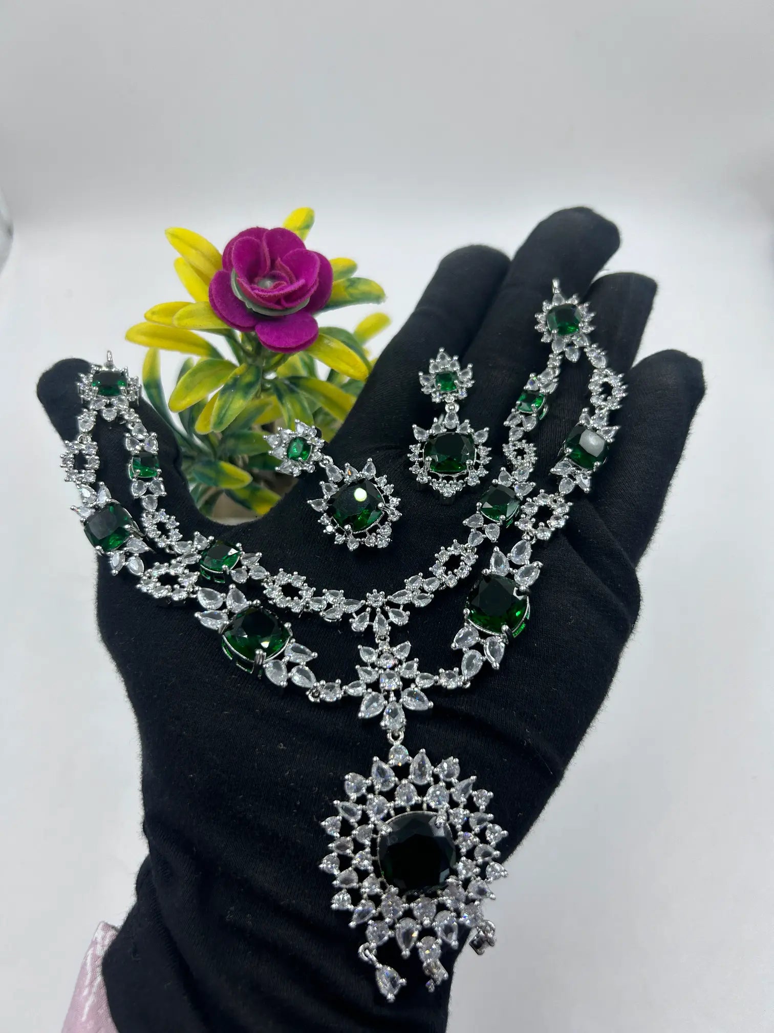 TWO LAYER AMERICAN DIAMOND NECKLACE SET