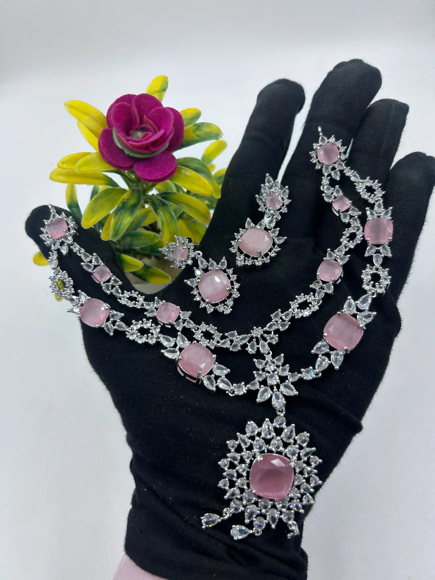 TWO LAYER AMERICAN DIAMOND NECKLACE SET